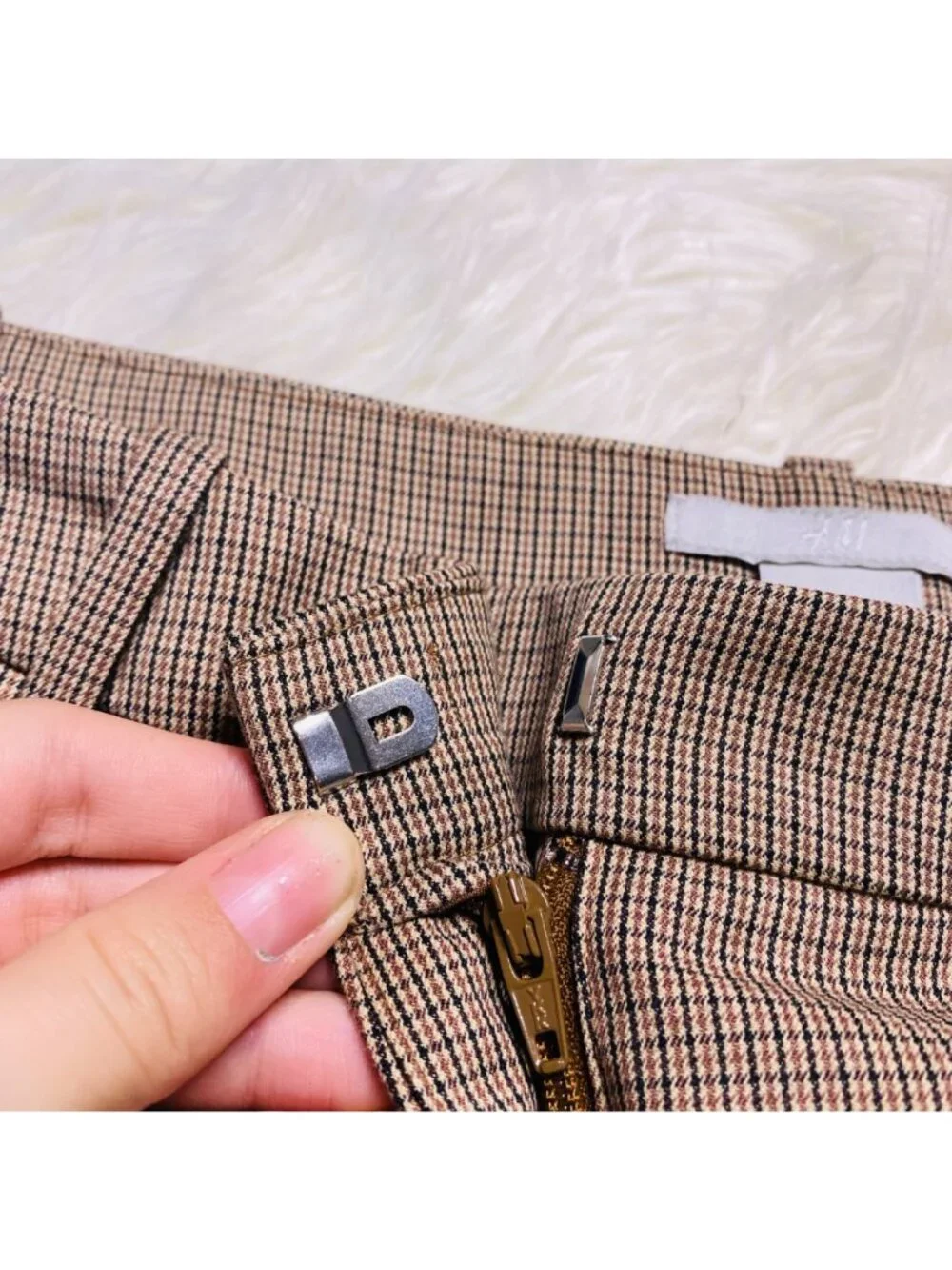HM Pant Womens 6 Checked Plaid Brown Dress Pants Straight Career Collegiate Prep